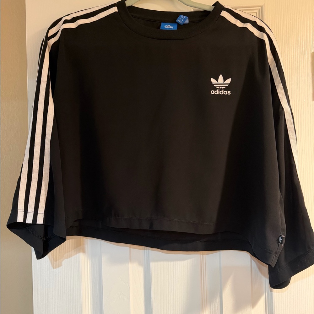 Adidas Black and White Cropped Top
